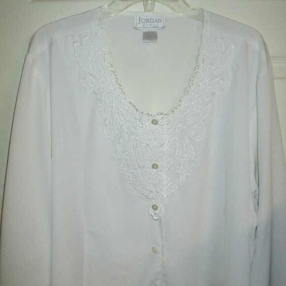Shirt: “Jordan Woman” Sz:24W, Button Down, Round Collar, Long Sleeve, Off White - Picture 10 of 12